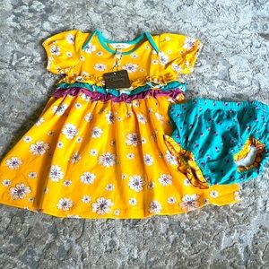 NWT Matilda Jane Yellow Floral Dress w/diaper cover- 18-24 mo